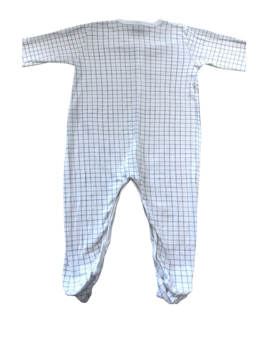 Petit Bateau Unisex White Check Footed Pyjama, 18M / 81