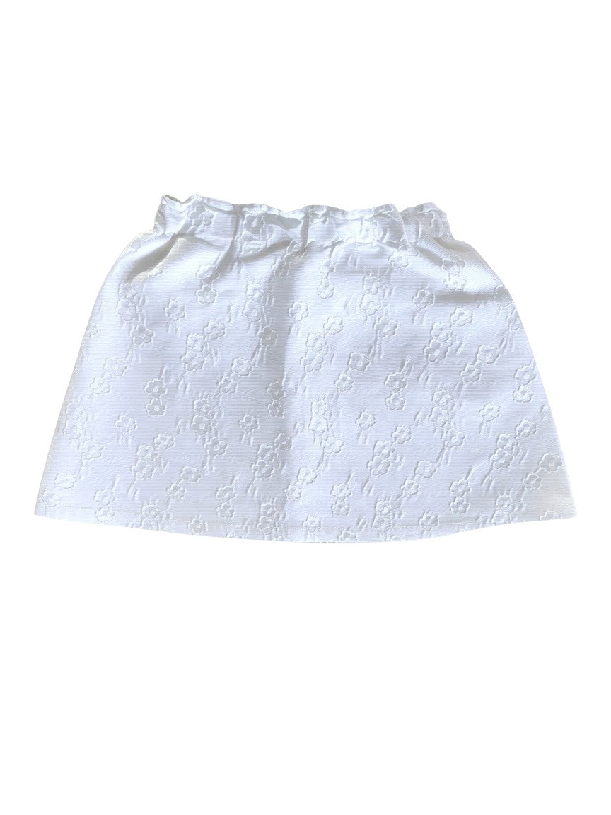 River Woods Girls White Embroidered Floral Cotton Skirt, 4Y / 104 - second hand baby clothing