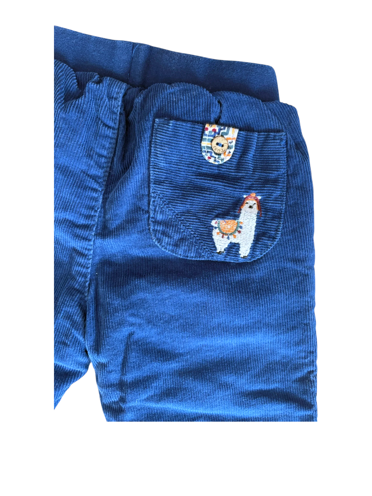 Sergent Major Navy Corduroy Embroidered Pants (18M / 80) - second hand baby clothes