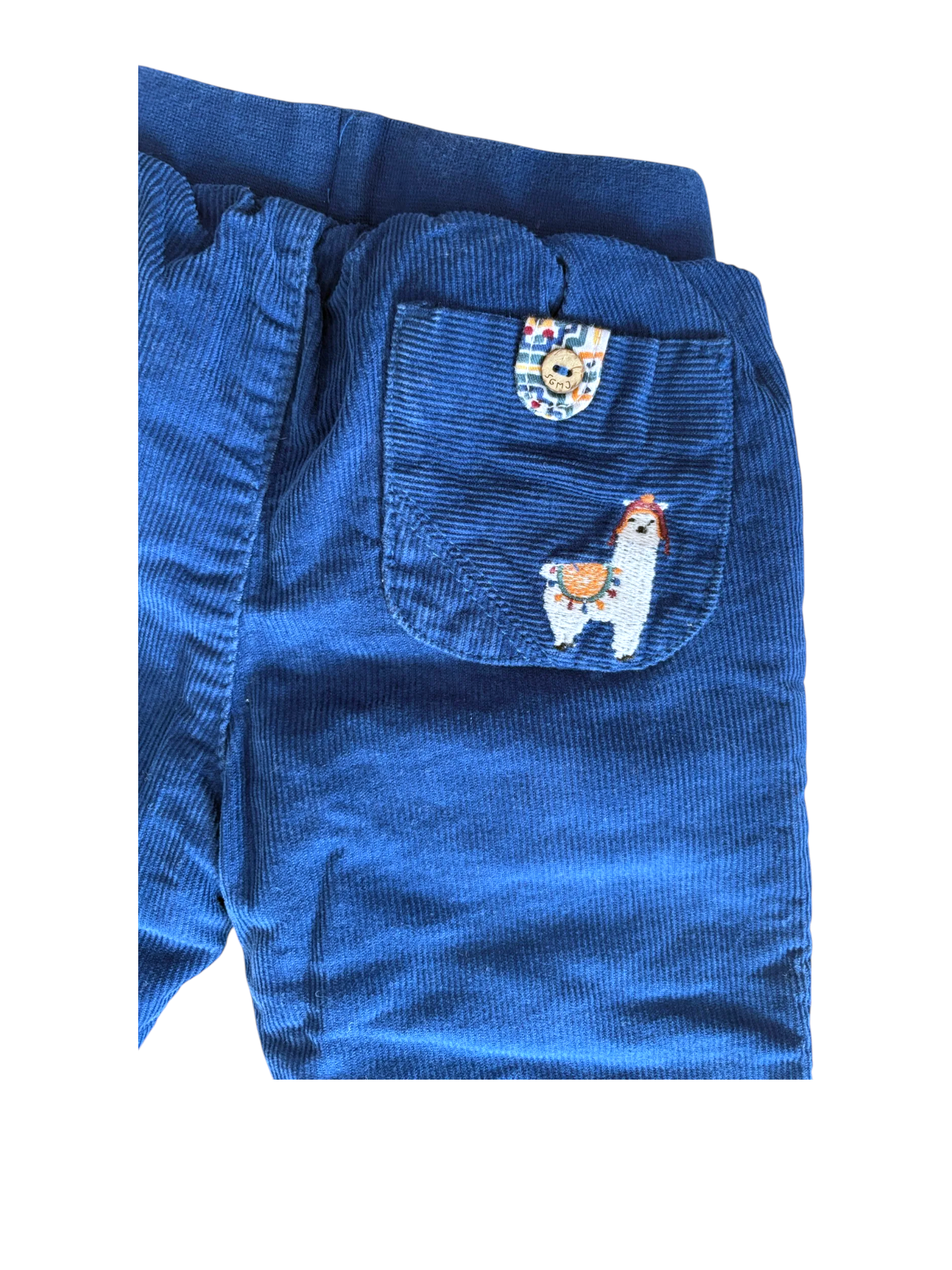 Sergent Major Navy Corduroy Embroidered Pants (18M / 80) - second hand baby clothes