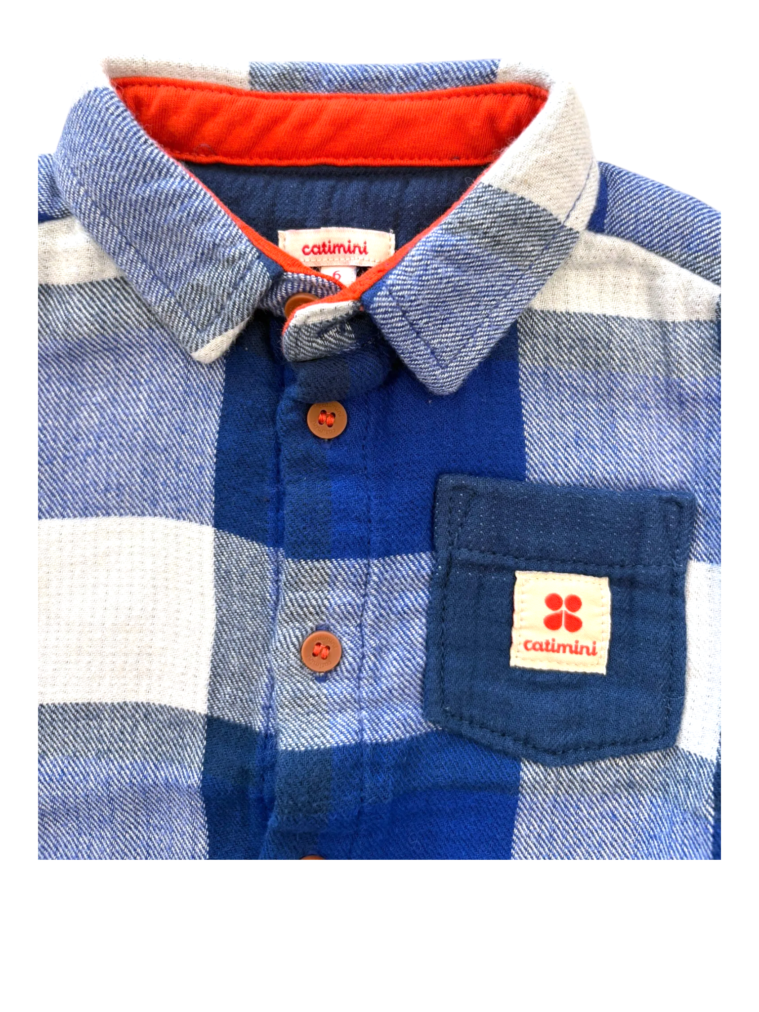 Catimini Boy Blue Check Flannel Shirt, 6M / 68
