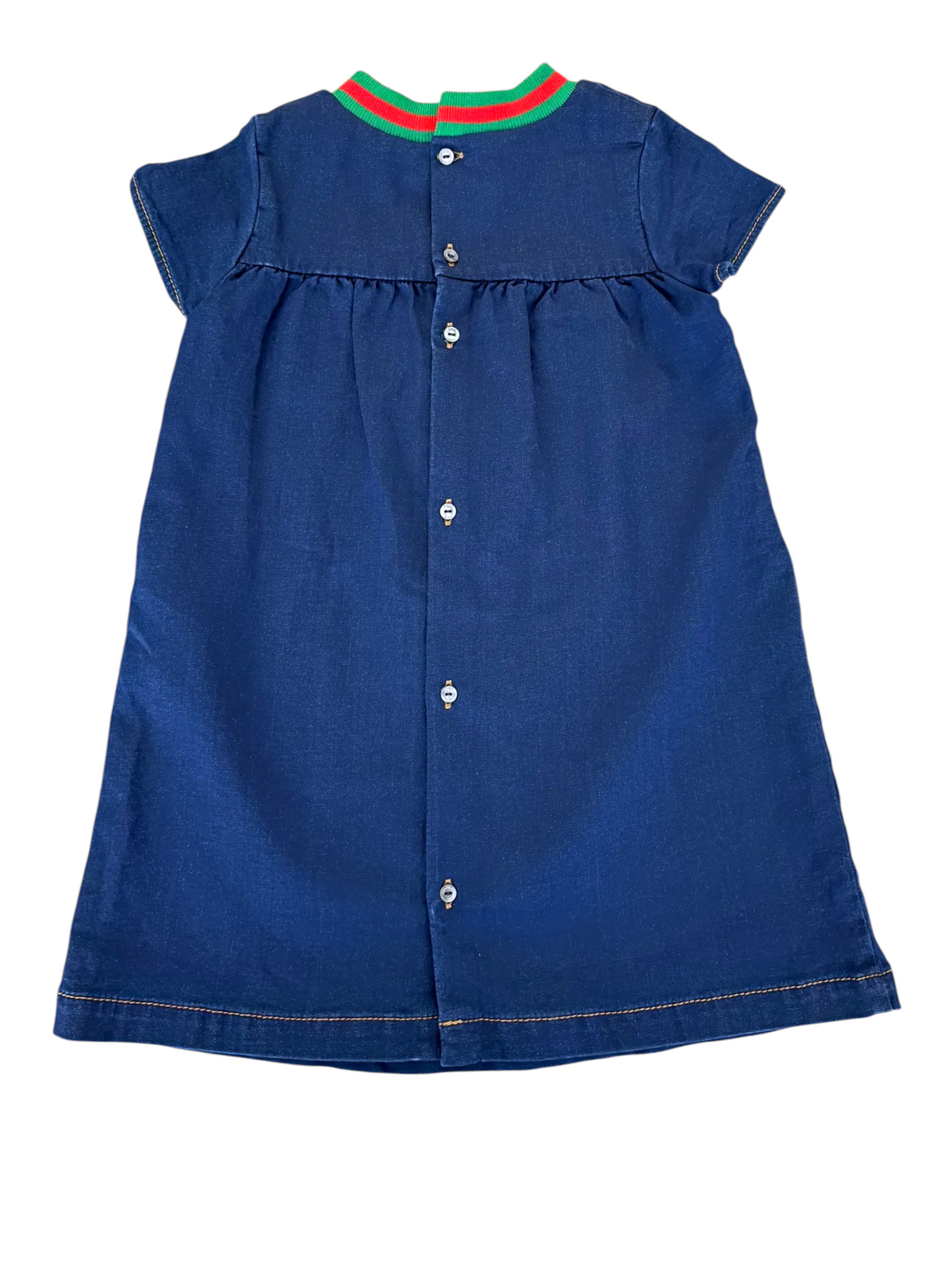 Gucci Girl Navy Web Collar Denim Dress, 3Y