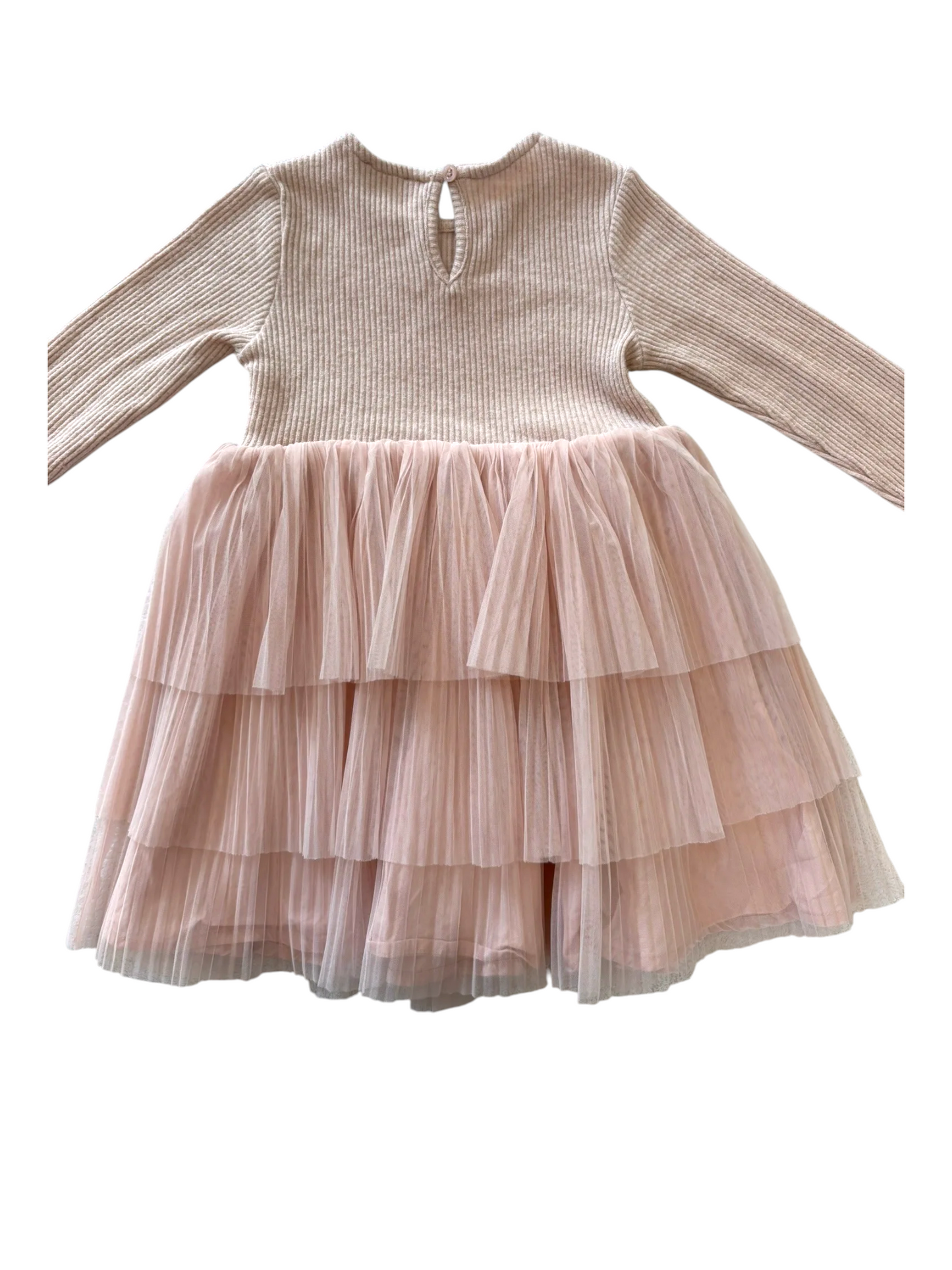 United Colors of Benetton Girl Light Pink Tiered Tulle Dress, 2-3Y / 98 - second hand baby clothing