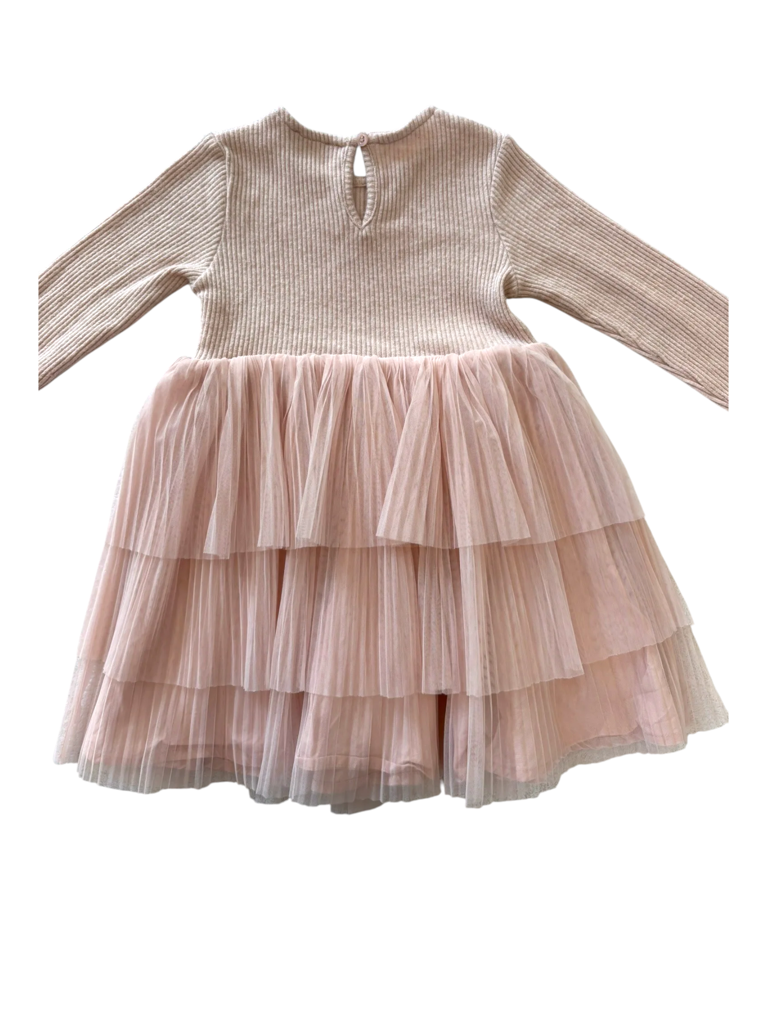 United Colors of Benetton Girl Light Pink Tiered Tulle Dress, 2-3Y / 98 - second hand baby clothing