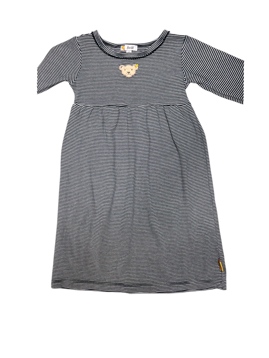 Steiff Girl Black & White Striped Cotton Jersey Dress, 2Y / 92 - second hand baby clothing