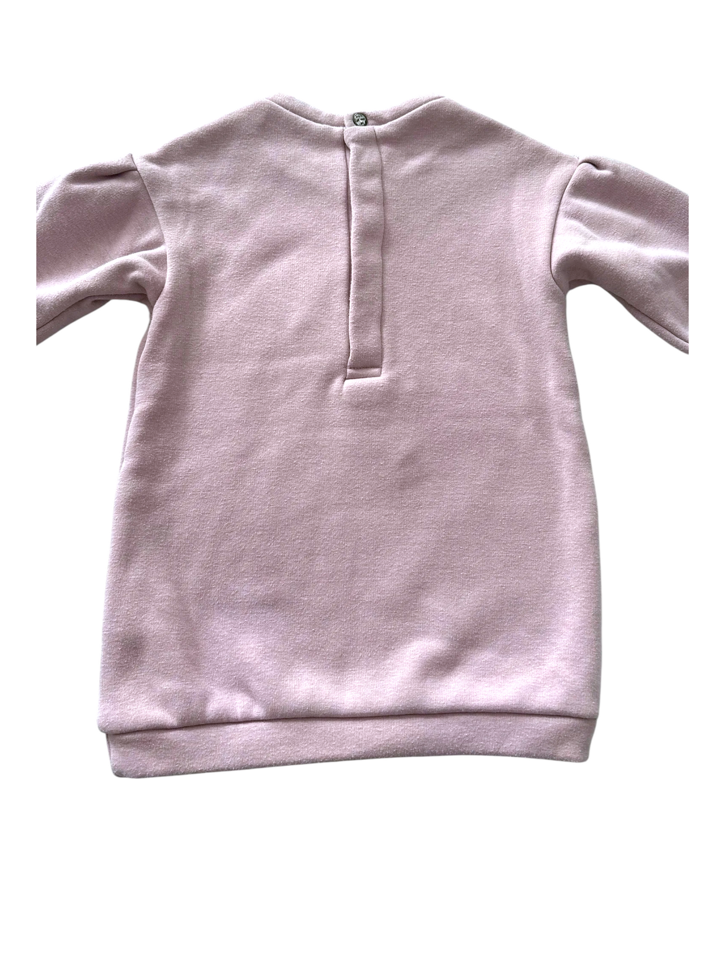 IKKS Girl Pink Lightning Bolt Velour Sweatshirt Dress, 18M - second hand baby clothing