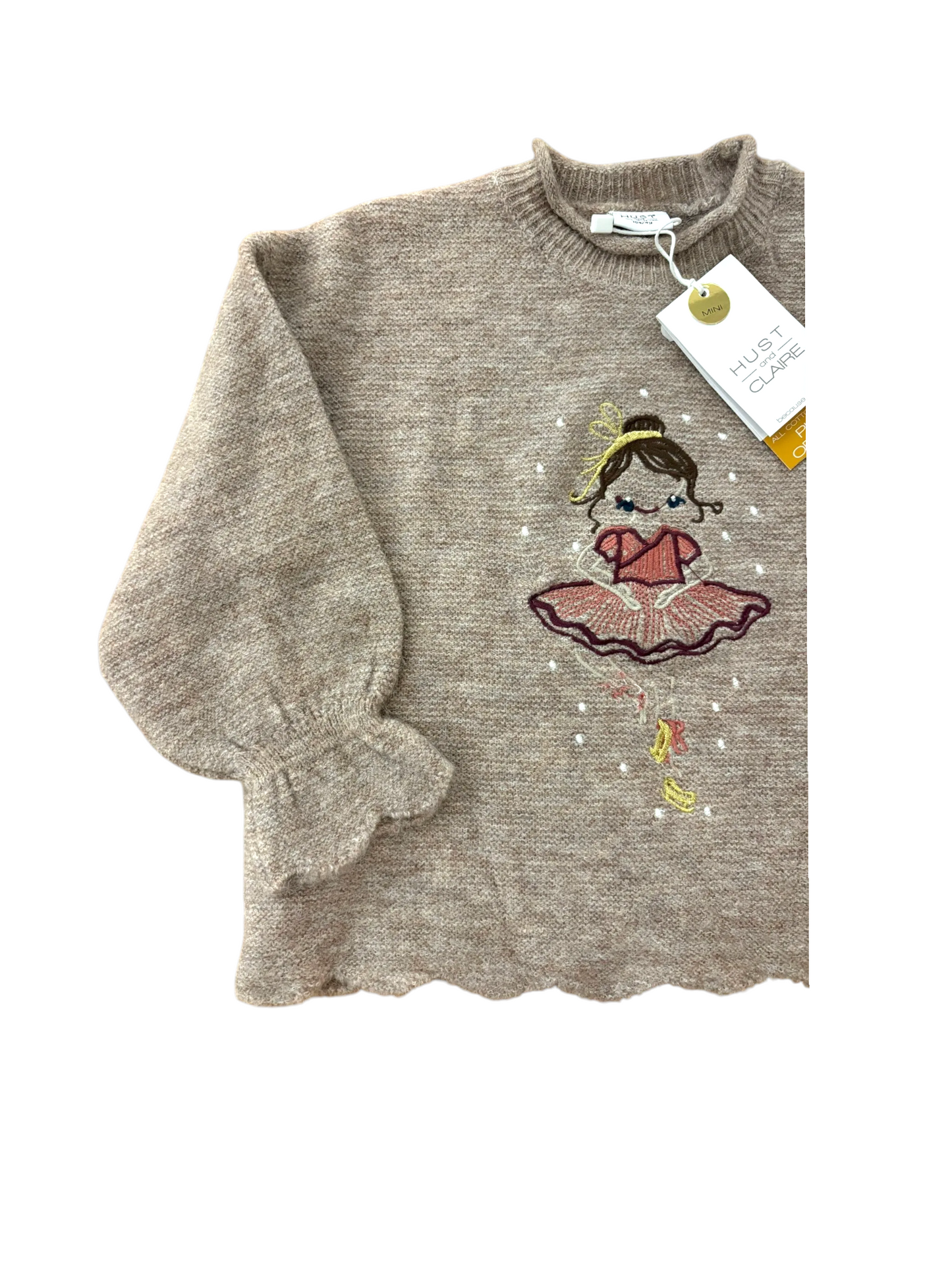 Hust and Claire Girl Light Brown Ballerina Knitted Jumper, 4Y, 7Y