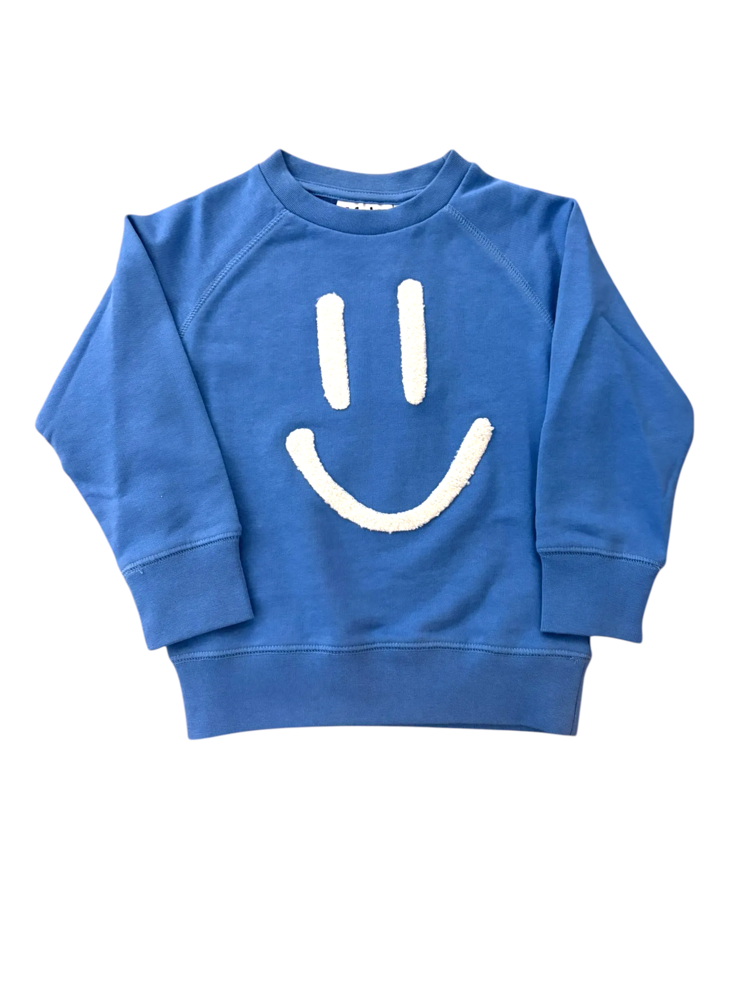 Molo Unisex Blue Smiley Organic Cotton Sweatshirt, 3Y