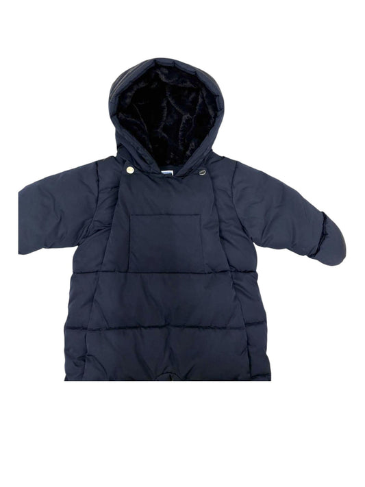 Jacadi Boys Navy Faux Fur Lined Hooded Snowsuit, 12M / 74 - second hand baby clothing