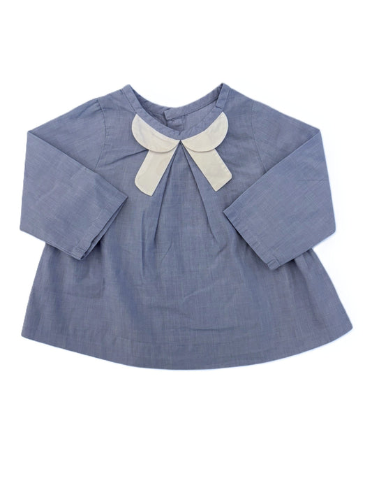 Jacadi Blue Blouse with White Bow (6M)