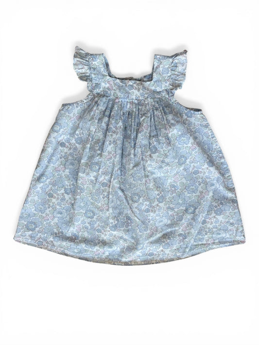 Jacadi Blue Floral Sleeveless Dress & Bloomer Set (12M)