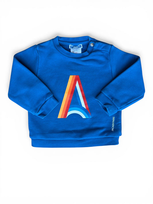 Jacadi Blue Rainbow Logo Sweatshirt (18M)