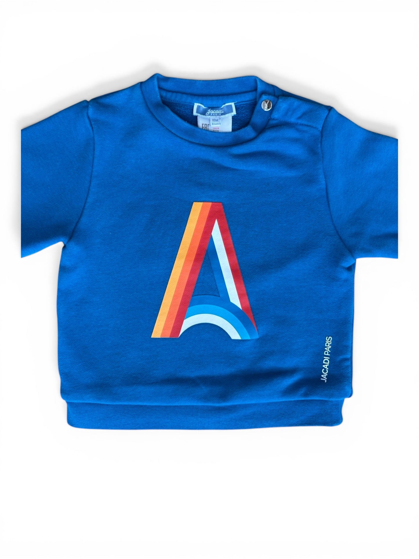 Jacadi Blaues Regenbogen-Logo-Sweatshirt (18M)