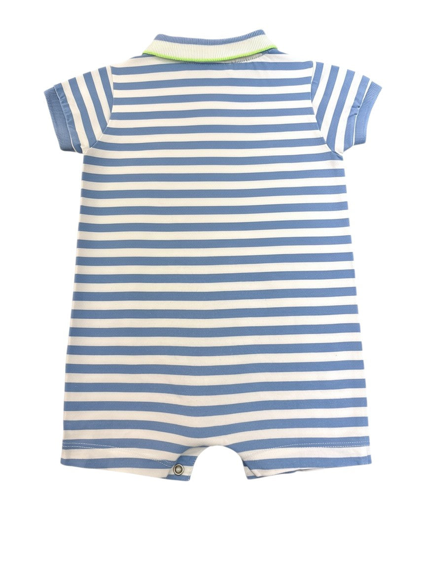 Jacadi Blue & White Striped Polo Romper (12M / 74)