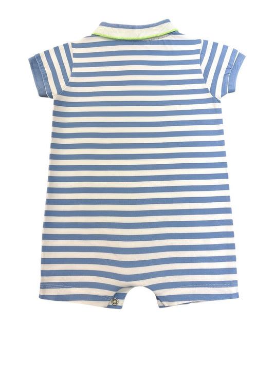 Jacadi Blue & White Striped Polo Romper (12M / 74)