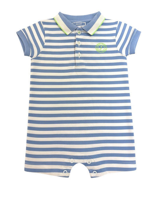 Jacadi Blue & White Striped Polo Romper (12M / 74)