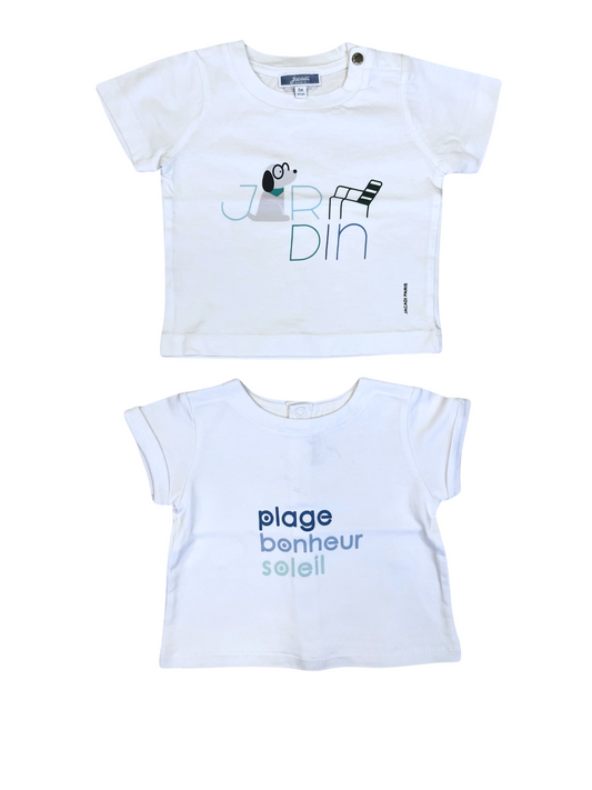 Jacadi Bundle: 2 T-Shirts with Summer Motifs size 6M - second hand baby clothing