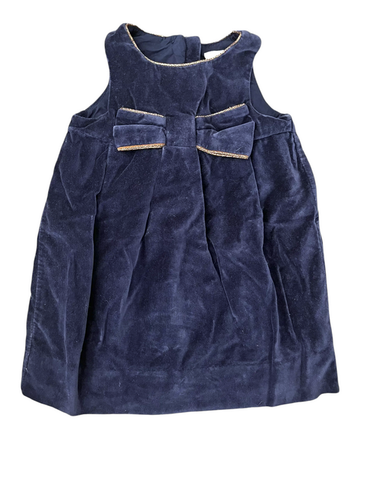 Jacadi Navy Velour Dress (18M)- second hand baby clothing