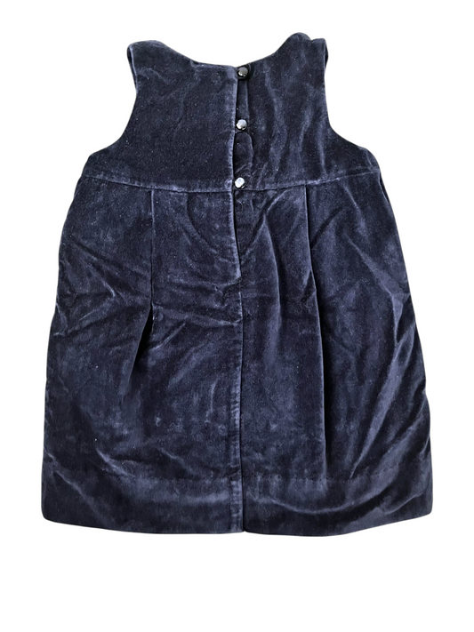 Jacadi Navy Velour Dress (18M)- second hand baby clothing