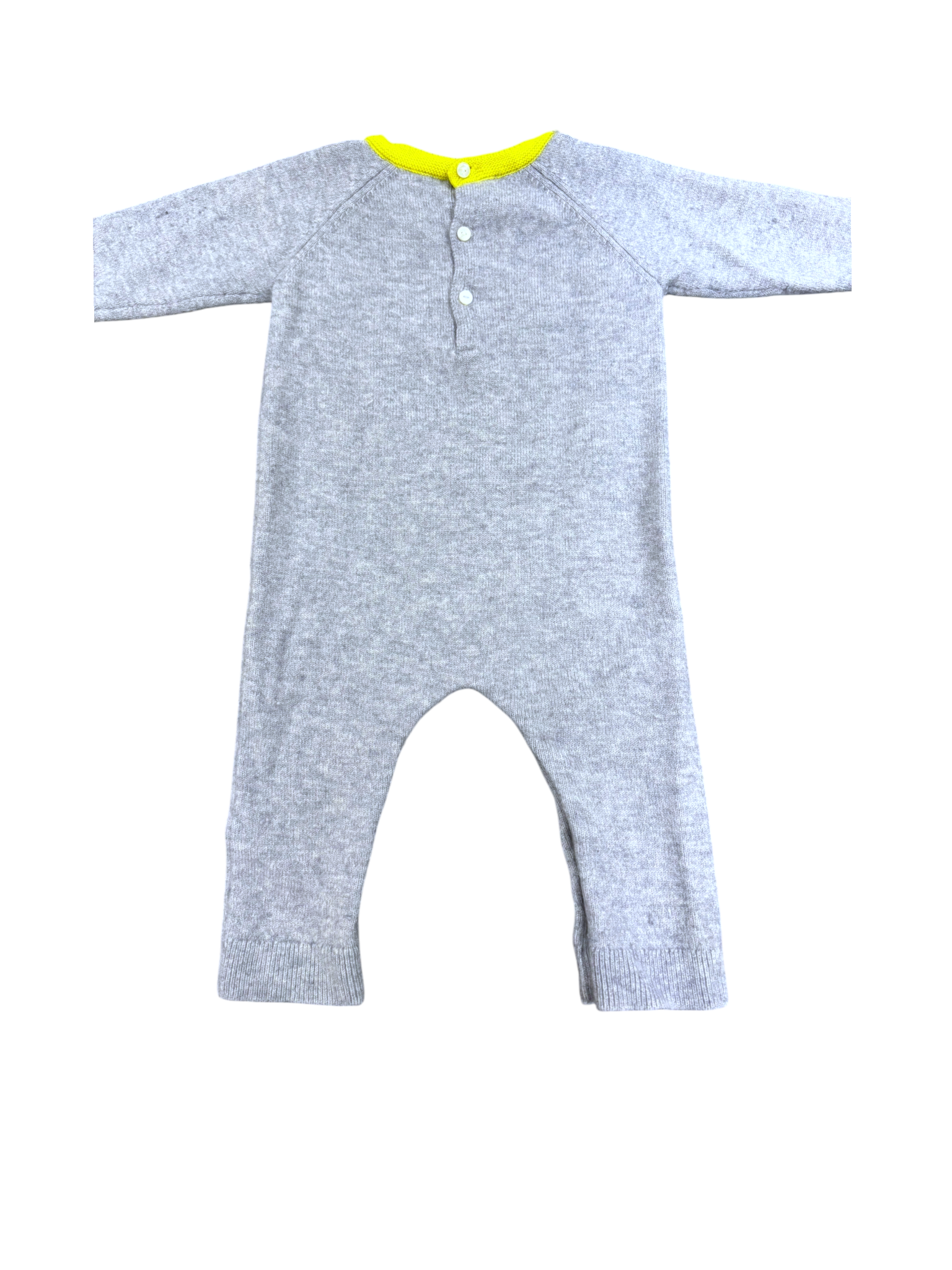 Jacadi Grey & Yellow Dog Knit Romper size 12M / 74 - second hand baby clothing