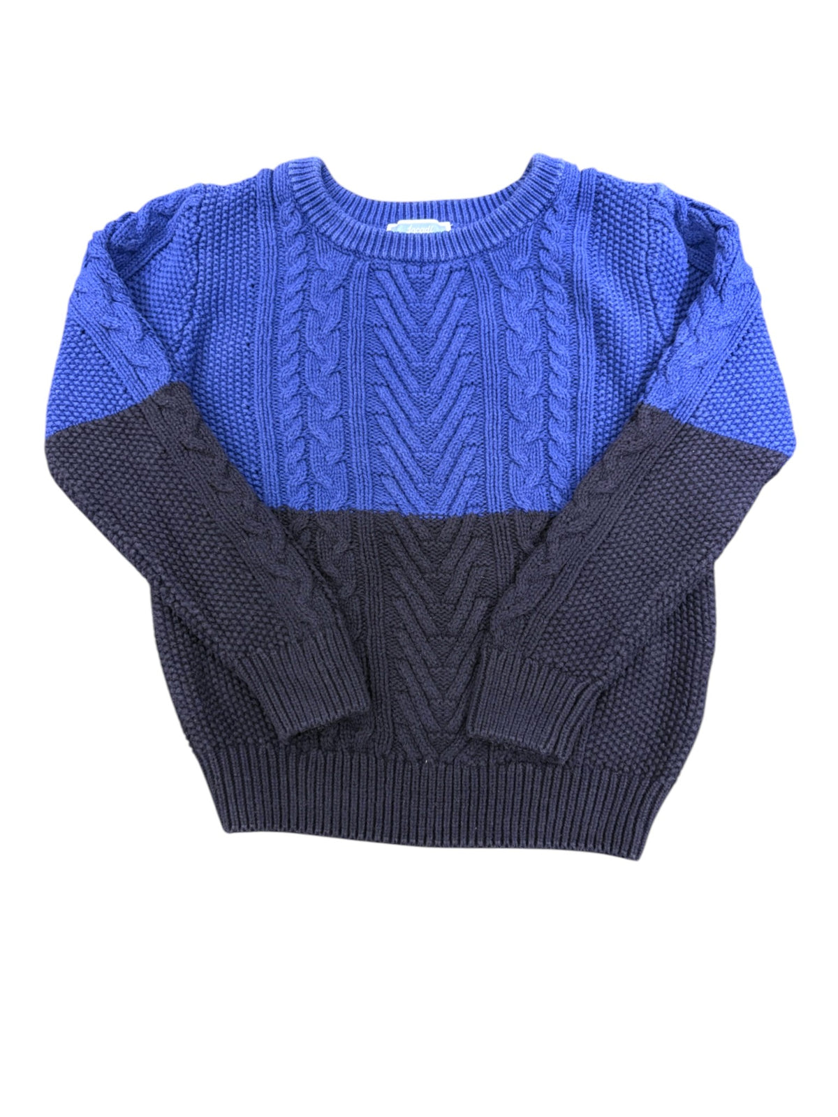 Jacadi Blue Navy Colour-Block Cable Knit Sweater, 4Y / 104 - second hand baby clothing