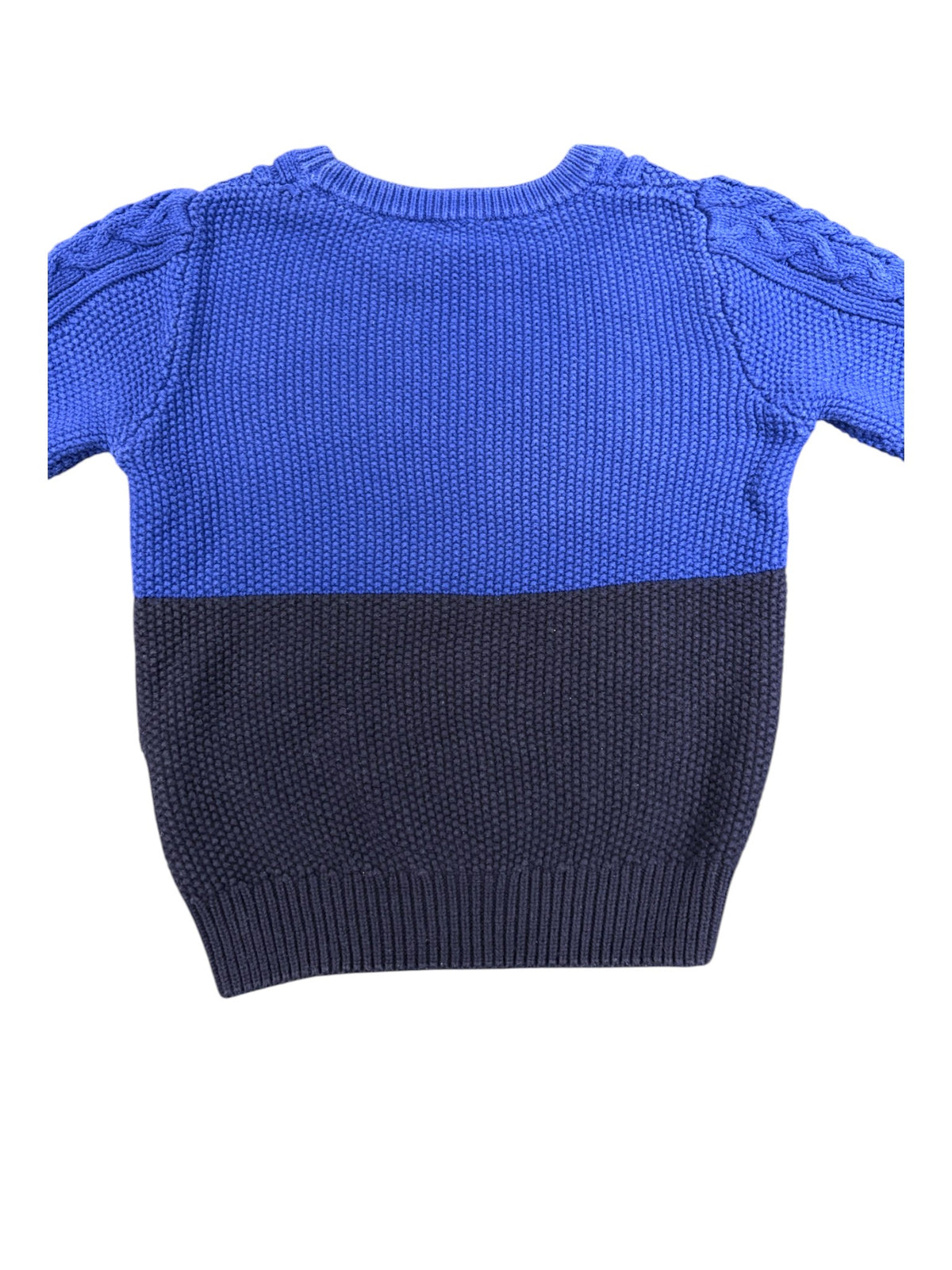 Jacadi Blue Navy Colour-Block Cable Knit Sweater, 4Y / 104 - second hand baby clothing