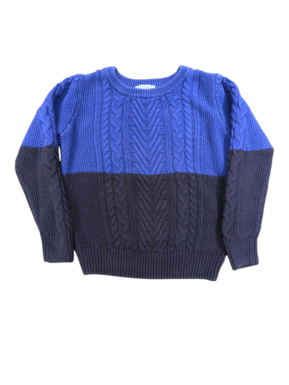 Jacadi Blue Navy Colour-Block Cable Knit Sweater, 4Y / 104 - second hand baby clothing