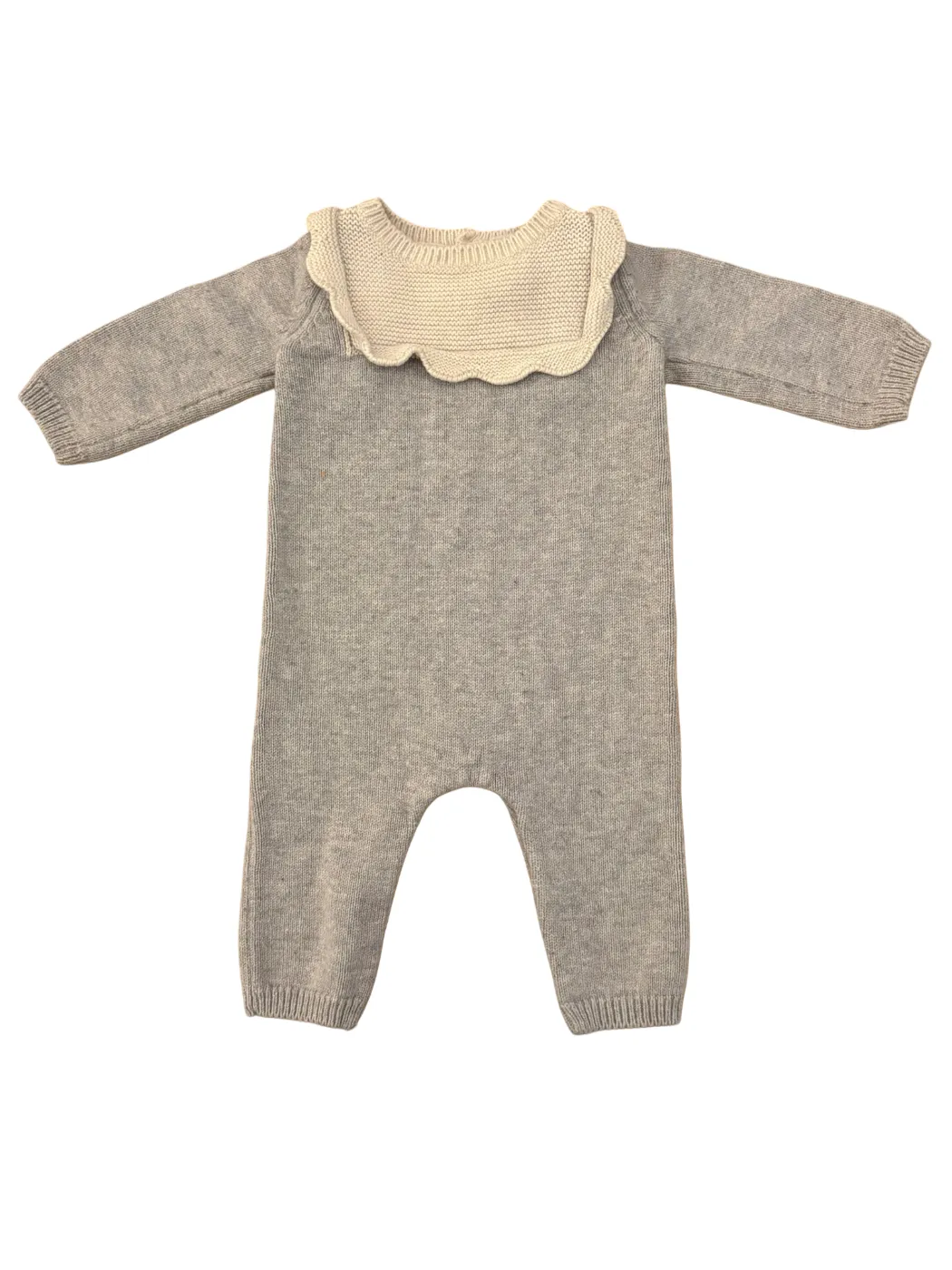 Jacadi Grey Knitted Collared Romper (6M)
