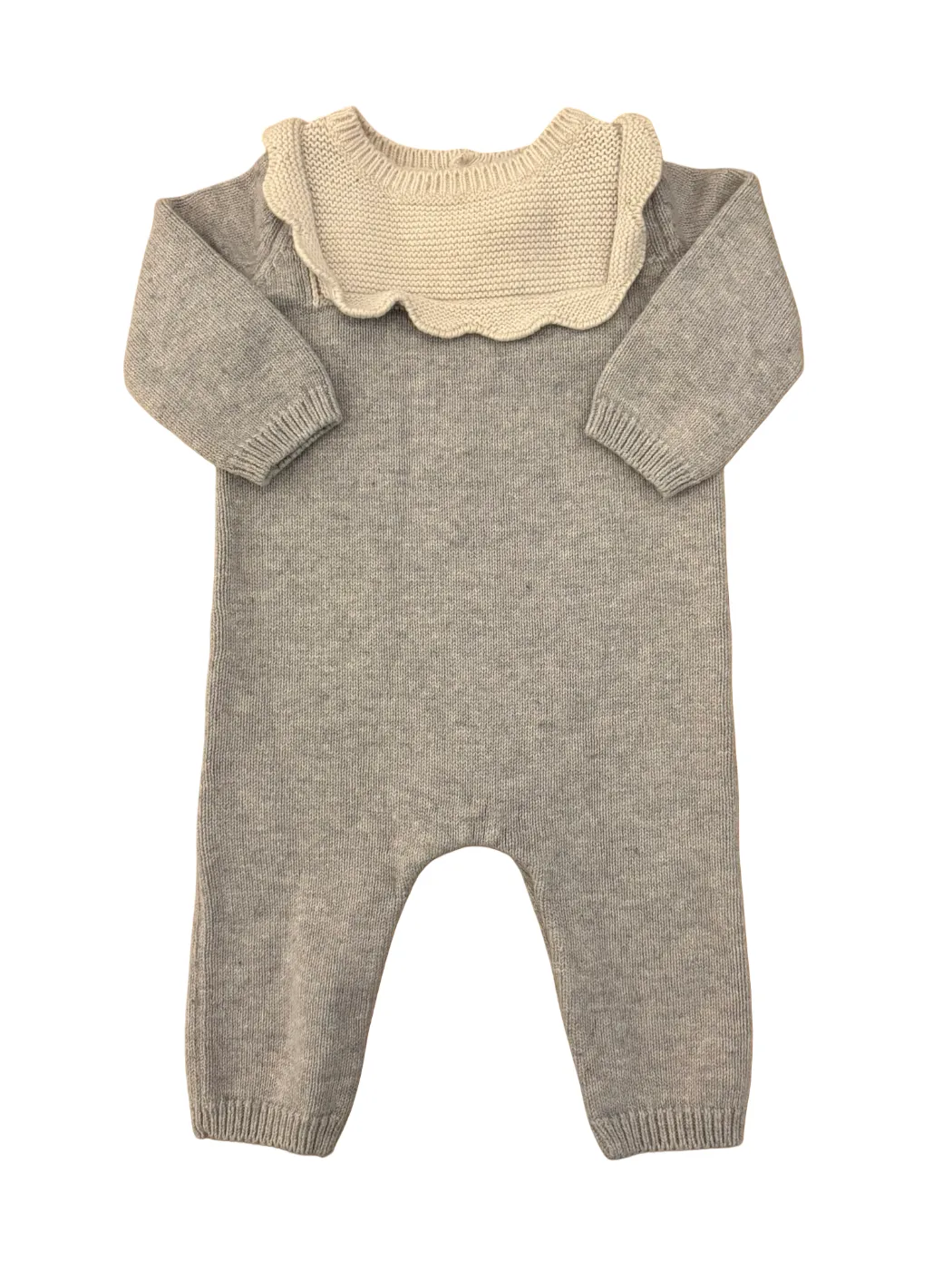 Jacadi Grey Knitted Collared Romper (6M)