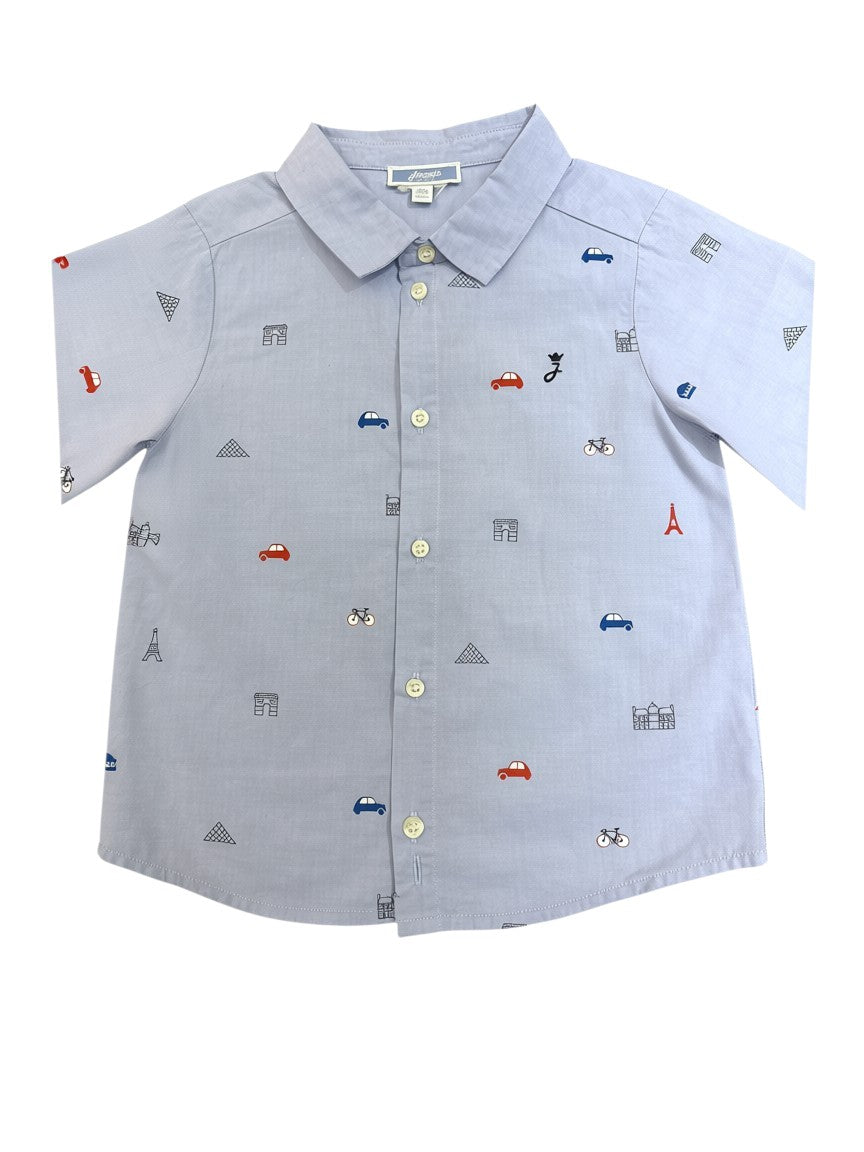 Jacadi Light Blue Paris Motif Shirt (36M / 96)