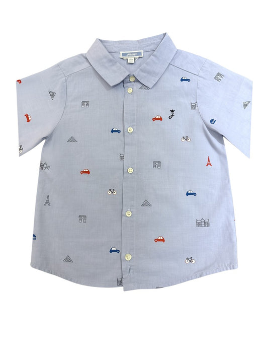 Jacadi Light Blue Paris Motif Shirt (36M / 96)