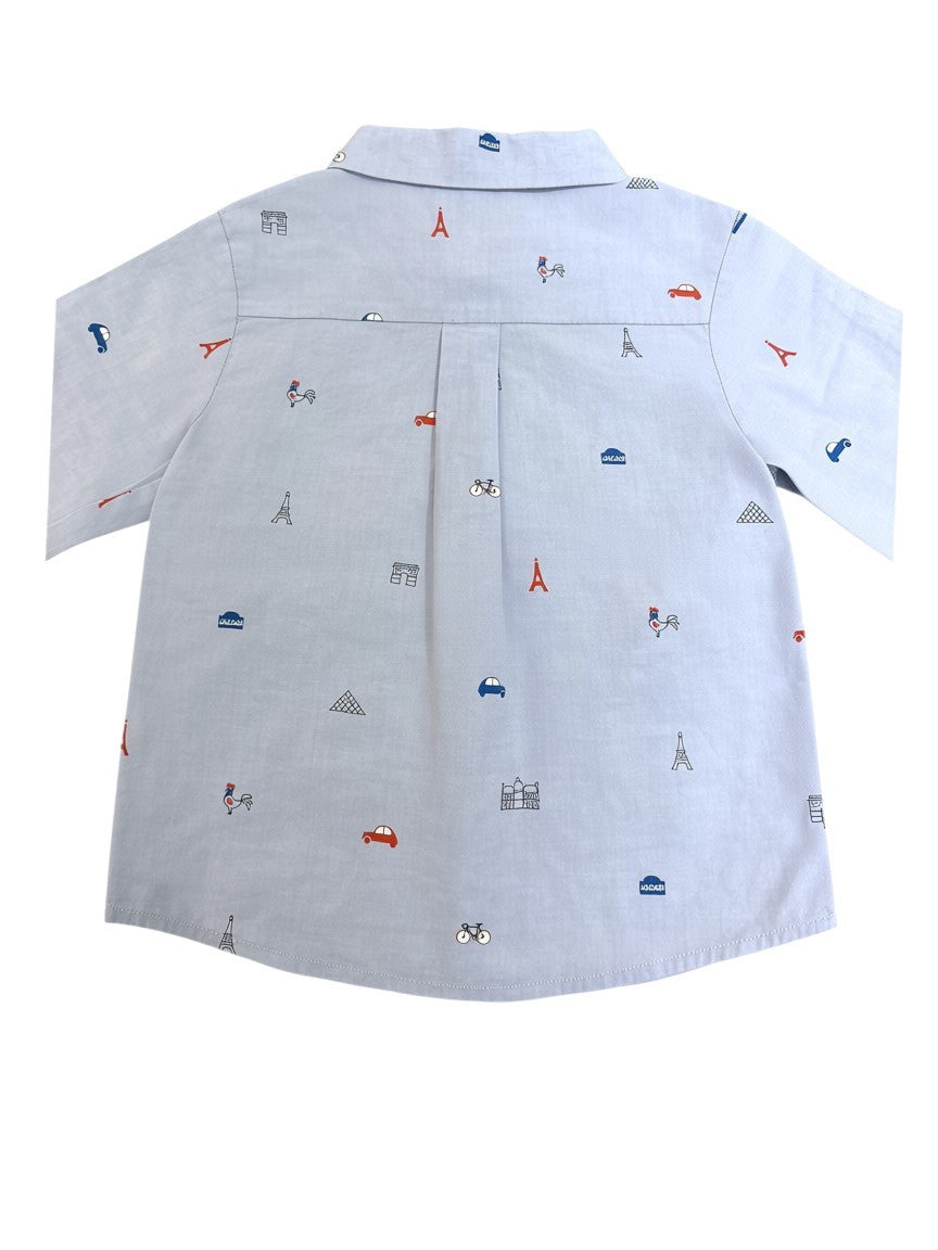 Jacadi Light Blue Paris Motif Shirt (36M / 96)
