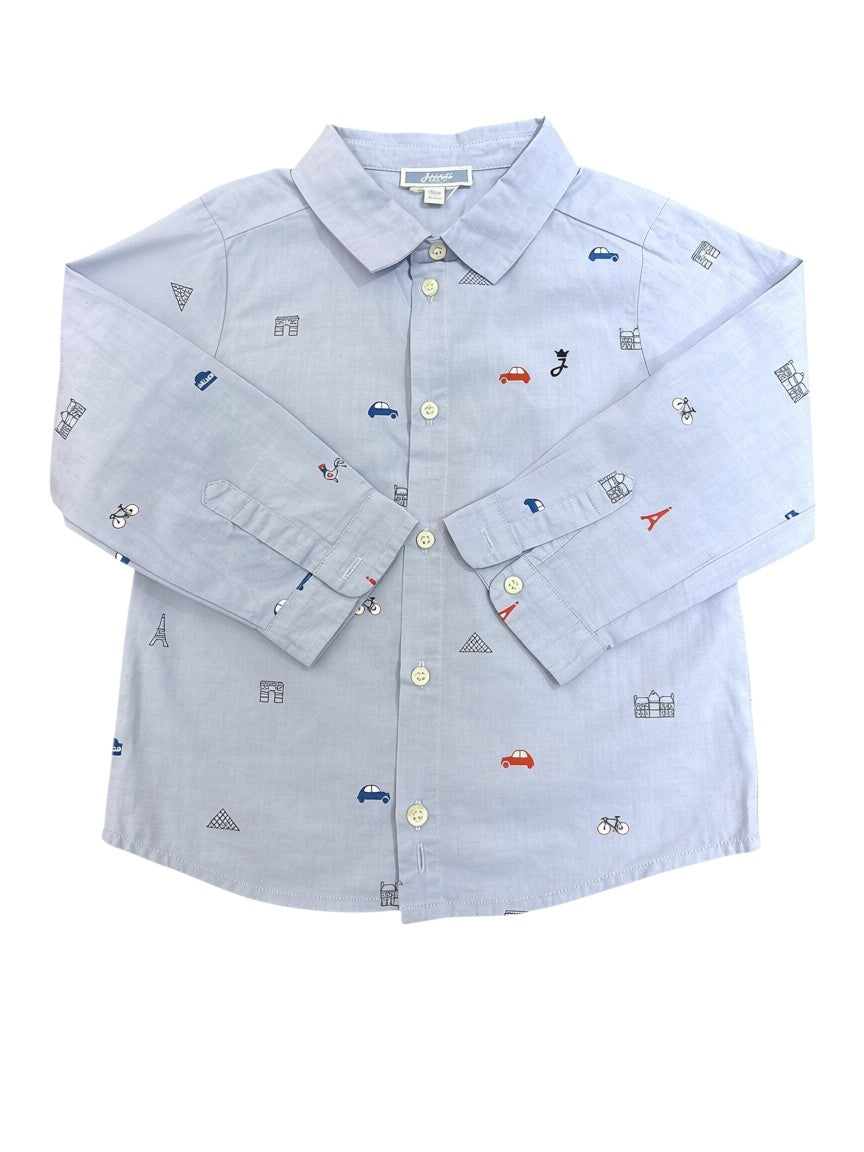 Jacadi Light Blue Paris Motif Shirt (36M / 96)