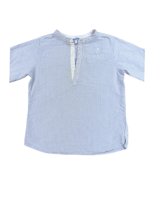 Jacadi Boy Light Blue White Striped Cotton Shirt, 4Y / 104 - second hand baby clothing