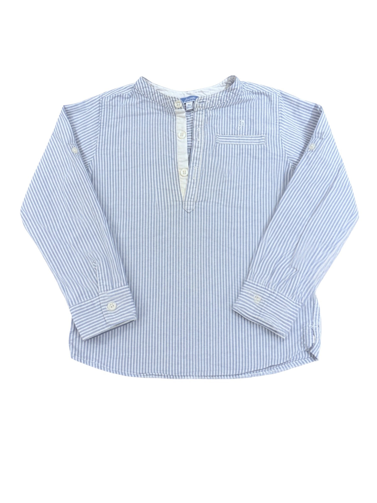 Jacadi Boy Light Blue White Striped Cotton Shirt, 4Y / 104 - second hand baby clothing