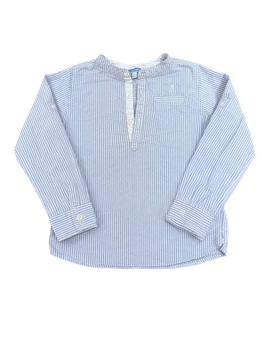 Jacadi Boy Light Blue White Striped Cotton Shirt, 4Y / 104 - second hand baby clothing