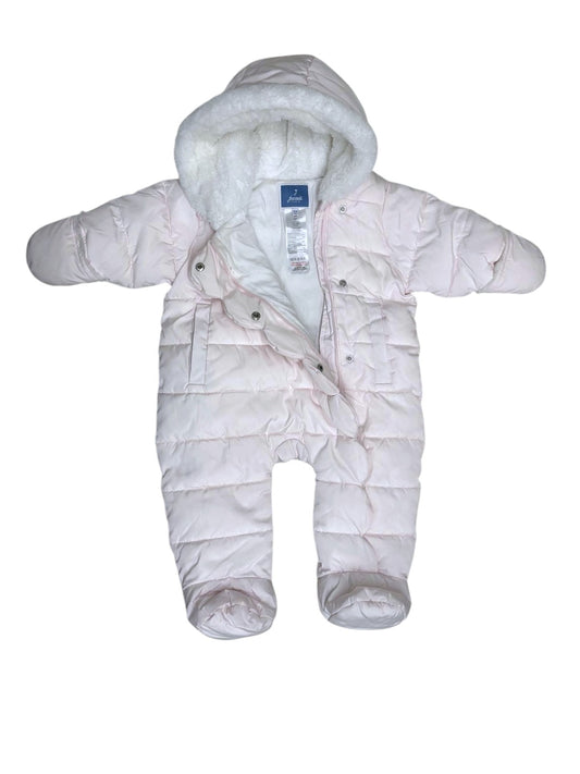 Jacadi Girls Light Pink Sherpa Hooded Snowsuit, 12M / 74 - second hand baby clothing 
