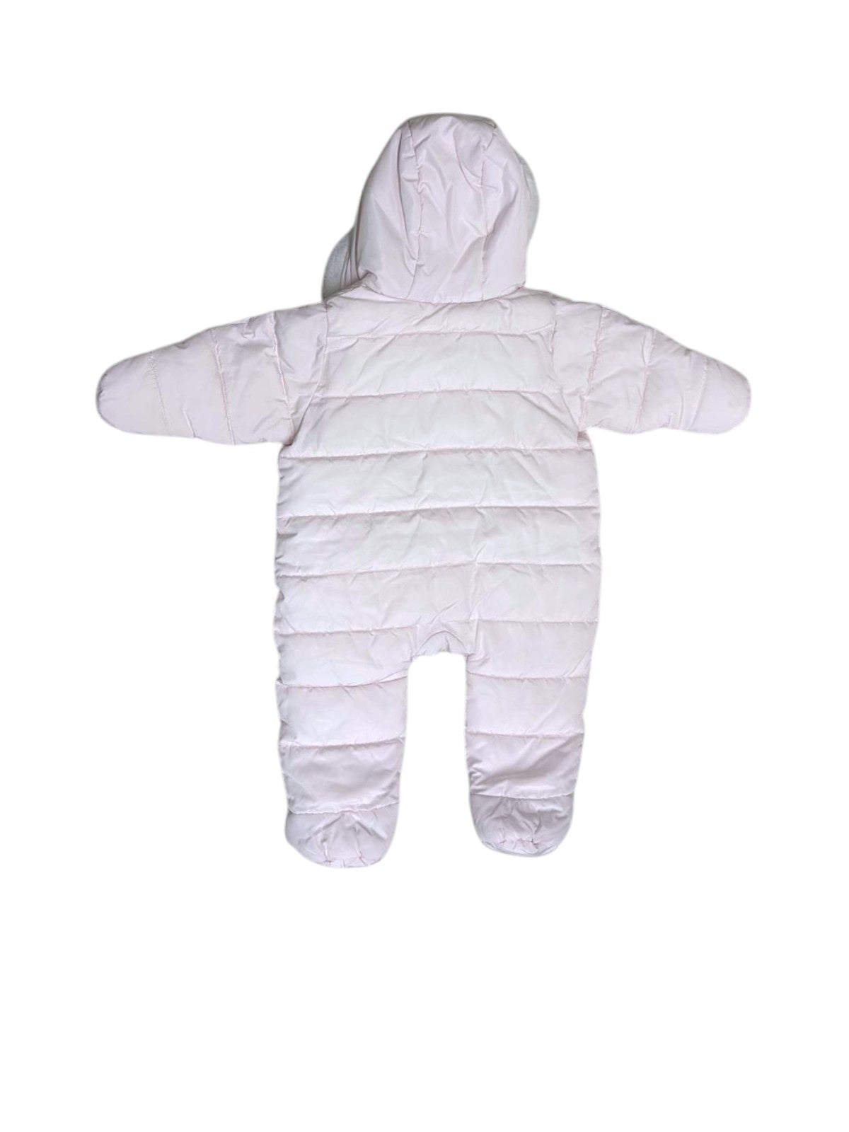 Jacadi Girls Light Pink Sherpa Hooded Snowsuit, 12M / 74 - second hand baby clothing 