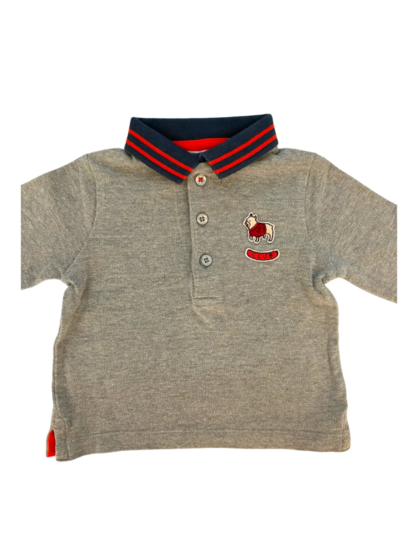Jacadi Grey Long-Sleeved Polo (18M)
