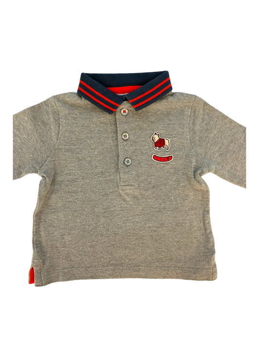 Jacadi Grey Long-Sleeved Polo (18M)