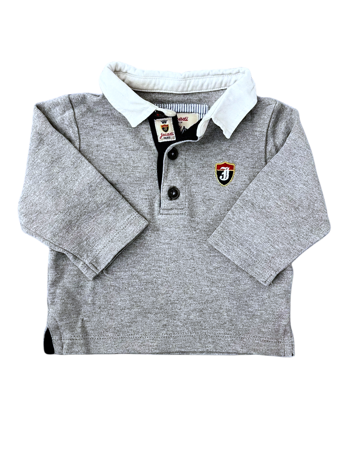 Jacadi Grey Long-Sleeved Polo Shirt size 6M - second hand baby clothing
