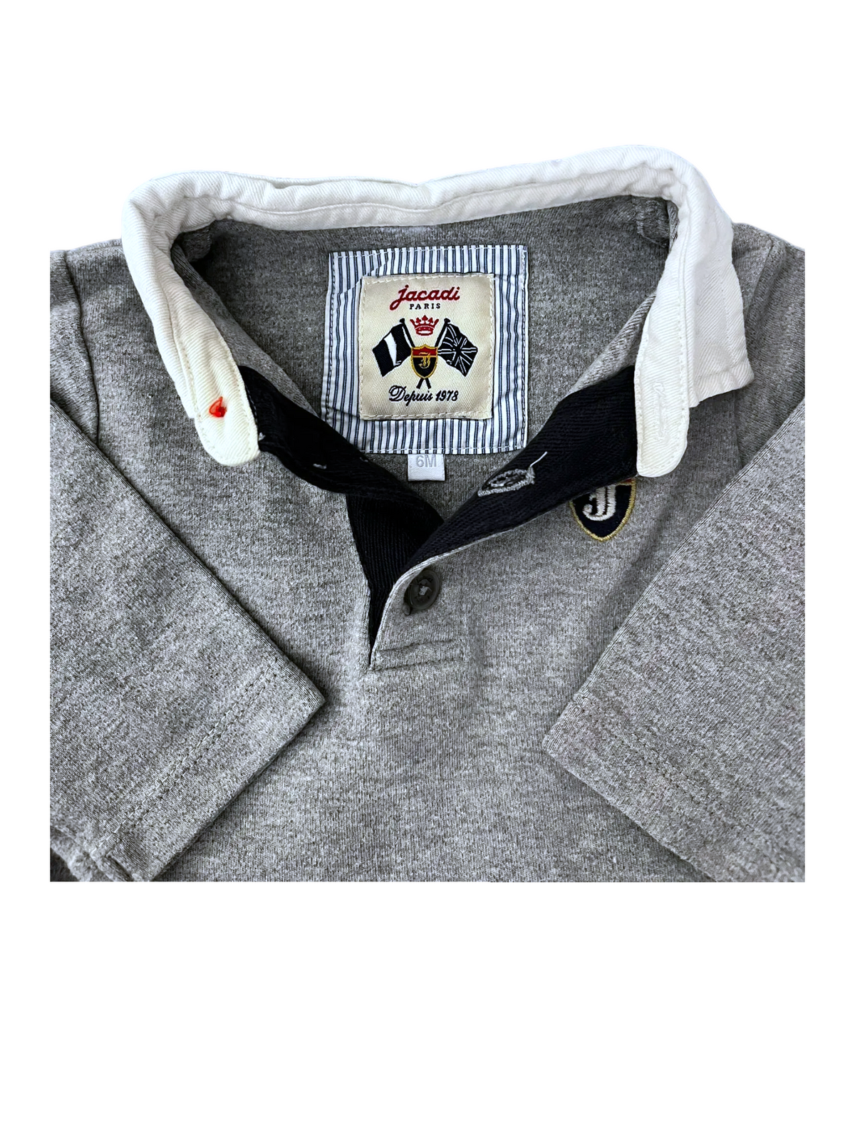 Jacadi Grey Long-Sleeved Polo Shirt size 6M - second hand baby clothing