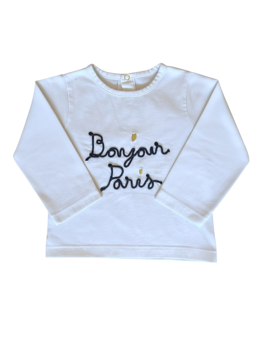 Jacadi White Long-Sleeved T-Shirt size 18M - second hand baby clothing