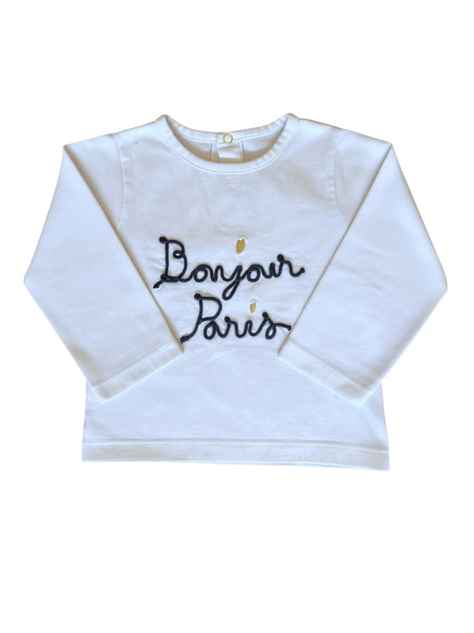 Jacadi White Long-Sleeved T-Shirt size 18M - second hand baby clothing