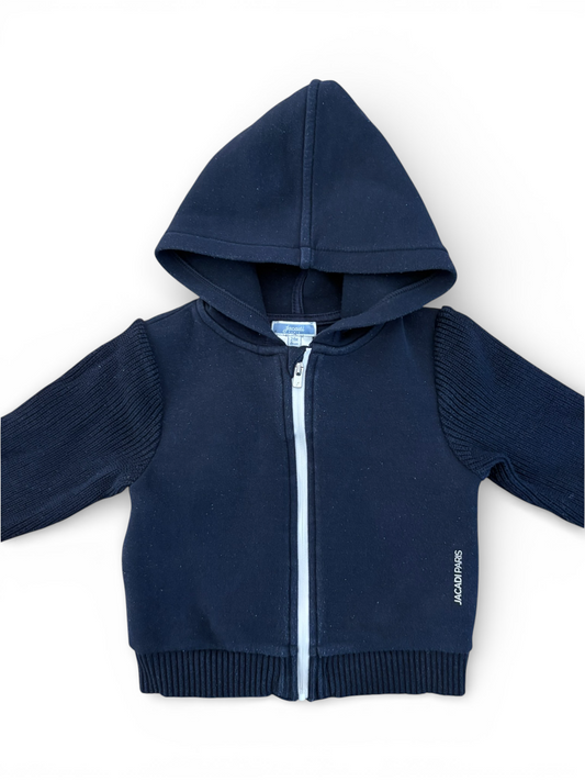 Jacadi Navy Hooded Zip Sweatshirt (24M / 88)