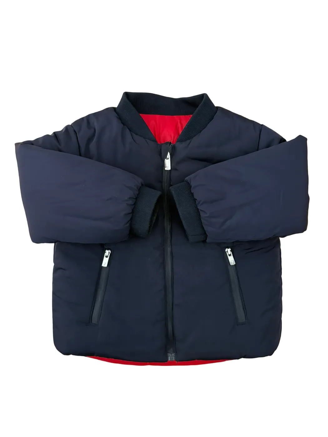 Doudoune bomber réversible Jacadi bleu marine et rouge (2Y / 88)