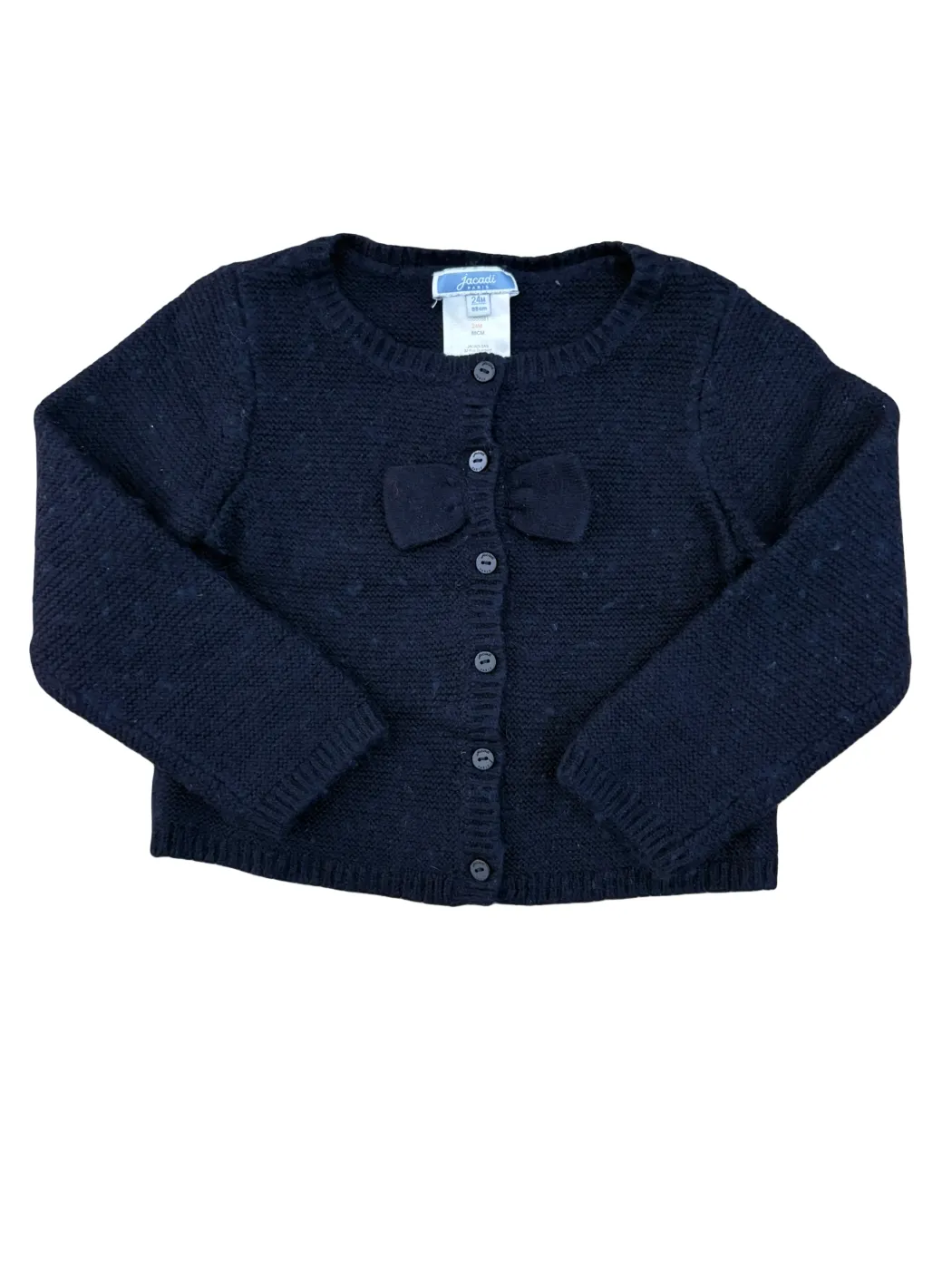 Jacadi Navy Wool Cashmere Bow Cardigan size 24M / 88 - second hand baby clothing