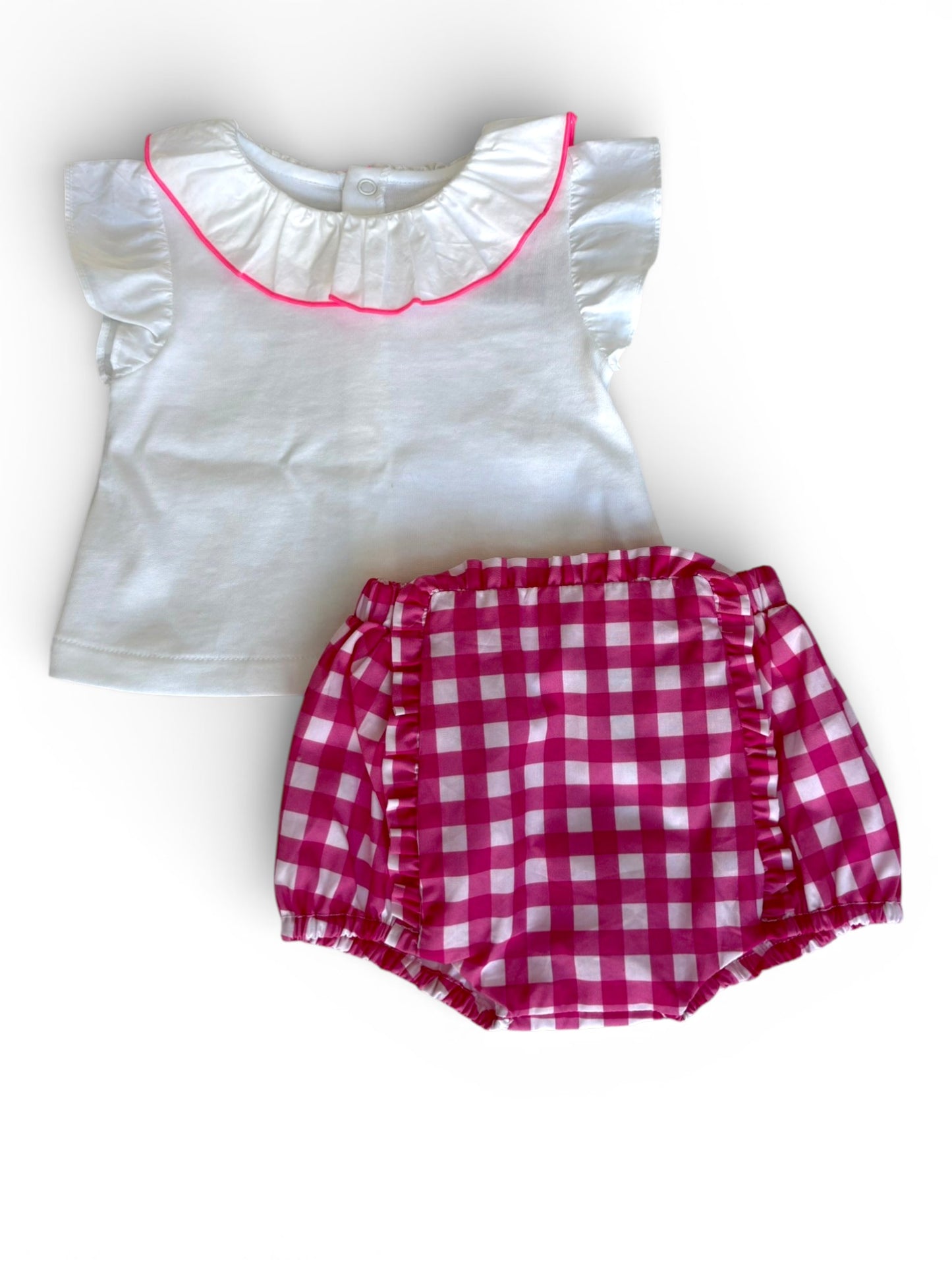 Jacadi White & Pink Gingham Outfit (3M)