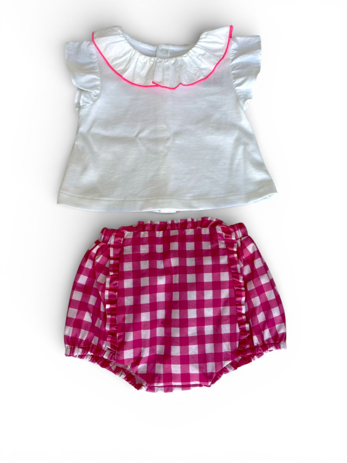 Jacadi White & Pink Gingham Outfit (3M)