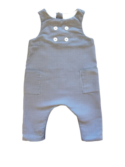 Jacadi Navy Gingham Overalls size 6M - second hand baby clothing